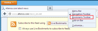 Display the bookmarks menu in Firefox